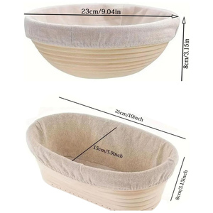 Juego de 2 Cestas para Fermentar Pan, 1 Redonda de 9 Pulgadas y 1 Ovalada para Pan de Levadura, con Cuchilla, Raspador y Cepillo para Hacer Pan y Fermentación - Product Image 4