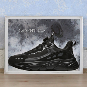 Zapatos de diseñador de moda negros con logotipo personalizable, zapatos deportivos de cuero con botones, suaves, a la moda, fáciles de usar, zapatillas casuales para hombre. - Product Image 2