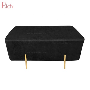Fábrica al por mayor de muebles para el hogar de Banco de acero inoxidable tela de Taburete PUF Otomano - Product Image 2