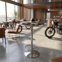 Ensemble moderne de table et de tabourets en acier avec assise en mousse PVC et base chromée pour pub, café, bar à domicile et parc