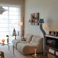Ensemble de balcon modulaire portable de luxe, moderne et minimaliste, en tissu, avec rembourrage en éponge, en forme ronde, une place, pour l'exportation