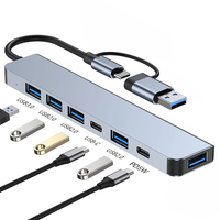 Hub USB C 7 en 1 en aluminium avec ports USB 3.0 et USB 2.0, chargeur PD 60W pour appareils de type C