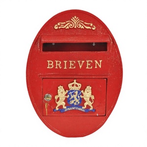 Buzón de correos Brieven pintado en rojo de ventas en estructura ovalada OEM ODM Buzón de metal de diseño personalizado en logotipo personalizado - Product Image 1