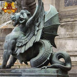 Grande Statua di Grifone in Bronzo Seduto, Scultura di Grifone a Grandezza Naturale in Bronzo Fuso per Giardino, in Vendita - Product Image 4