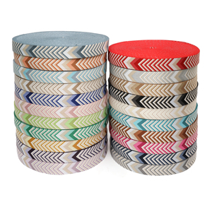 Biểu Tượng Tùy Chỉnh Dệt Túi Giày Nhà Dệt May 1.5 Inch Rộng Tái Chế Jacquard Nylon Sọc Vải Ribbon 100% Polyester - Product Image 1