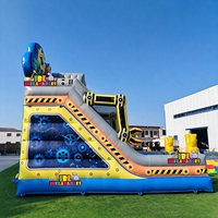 Toboggan gonflable commercial en PVC sur le thème des robots avec double piste, toboggan gonflable sec pour aire de jeux extérieure et entreprise de location