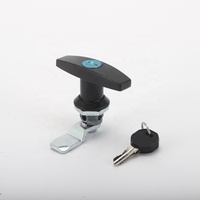 Serrure à languette rotative noire pour porte de garage avec poignée en T et clés