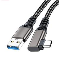Kabel VR Link USB3.2 ke Type-C Sudut Kanan, Transfer Data 10Gbps, Kabel Pengisian Daya 60W untuk Quest3, Kabel Streaming Kamera AR