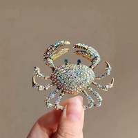 Pendentif de luxe en strass en forme de crabe, accessoires de perles en cristal doré pour animaux, chaîne de téléphone DIY, bijoux de sac, vente en gros
