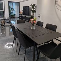 Table à manger en ardoise noire minimaliste italienne, pour usage domestique, luxe léger, moderne, simple, rectangulaire, ensemble de table et chaises démontables