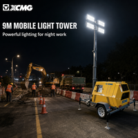 Phare télescopique diesel de 9 m, 160 000 lumens, LED haute luminosité, type remorque, éclairage pour engins de construction