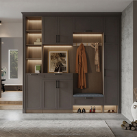 Meuble à chaussures en bois sur mesure pour entrée, armoire de couloir, console de hall d'entrée, banc de buanderie avec crochets à manteaux sans poignées