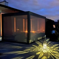 Pergola de jardin en aluminium avec éclairage LED intégré en bambou, imperméable, design d'arches, de tonnelles et de ponts extérieurs