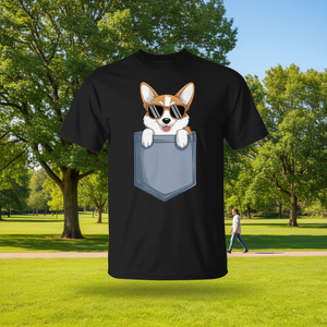 Camiseta Corgi In Pocket Cute Dog Lover, color negro, unisex, talla M para adultos - Product Image 3