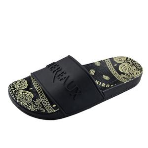 Commercio all'ingrosso da uomo Custom Logo goffrato 3D stampa diapositive antiscivolo da <span class=keywords><strong>donna</strong></span> cursori pantofole per la primavera realizzati <span class=keywords><strong>con</strong></span> TPR Eva e pelliccia - Product Image 3