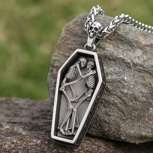 Collana da uomo in acciaio inossidabile 316L, gioielli punk, collana a forma di bara per amanti, ciondolo <span class=keywords><strong>Amore</strong></span> fino alla <span class=keywords><strong>Morte</strong></span>, all'ingrosso - Product Image 4