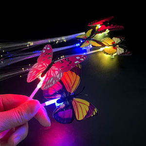 Colorful Butterfly Shaped Glowing Braids LED Fiber Optic Hair Birthday Party Props For Girls Plastic Non Toxic - Product Image 1