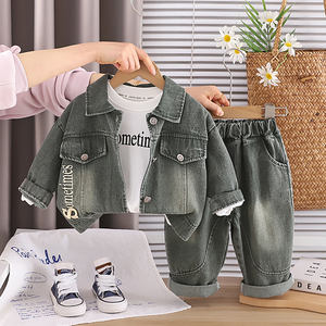 Nouvel ensemble décontracté 3 pièces en coton pour garçons de 1 à 5 ans, motif dessin animé, veste + t-shirt intérieur + pantalon, collection printemps-automne - Product Image 2