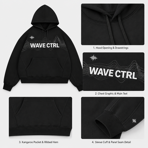 Custom 450GSM Cotton Hoodie Music Graphic Heavyweight French Terry Boxy Fit Splicing Washed Black <b>Pullover</b> Streetwear <b>Men</b> Hoodie - Product Image 3