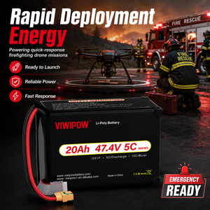 Batterie Lipo VIWIPOW 20000mAh 12S 47.4V 5C pour drone de lutte contre les incendies, pack de batteries lithium-ion, prix usine, personnalisation - Product Image 4
