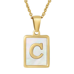 Collana di lettere all'ingrosso A A Z ciondolo di madreperla 18K collana di oro in acciaio inossidabile collana iniziale per le donne - Product Image 5