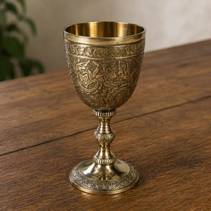 Vasos de Latón Contemporáneos Grabados a Mano - Vajilla Tallada Resistente y Ecológica para Cenas Elegantes y Reales - Product Image 1