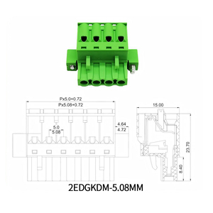 Bloc de bornes enfichable 2EDGRK5.08 pour montage sur circuit imprimé, pas de 5,08 mm, 2P, vert, connecteur sans vis pour contrôle industriel - Product Image 3