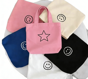 Sac fourre-tout en toile durable et écologique, design minimaliste, motif lettres, longue poignée, emballage portable, petite taille pour un usage quotidien - Product Image 3