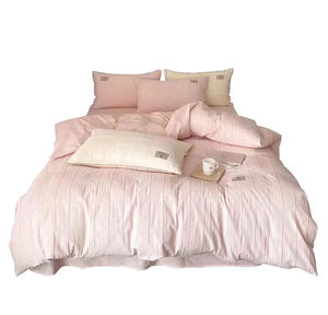 Set di biancheria da letto in cotone lavato jacquard di lusso set copripiumino solido personalizzato - Product Image 1