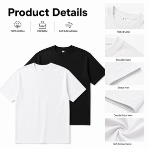 T-shirt unisexe à col rond personnalisé avec logo pour hommes et femmes, style streetwear oversize, tee-shirt vierge en gros, 10 couleurs, tailles S-4XL, rose, noir - Product Image 4