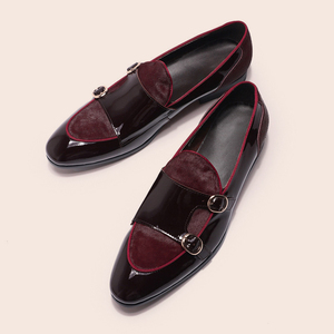Mocassins de soirée de luxe pour hommes en cuir véritable, chaussures habillées haut de gamme à double boucle pour messieurs - Product Image 2