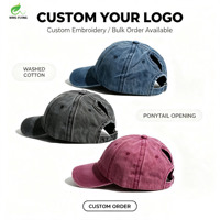 Wins Flying 6 Panel Dames Ponytail Geruite Gedragen Baseball Cap met Aangepaste Geborduurde Logo Gewassen Baseball Cap Hoed
