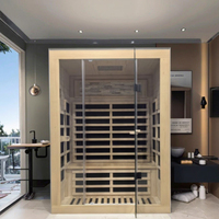 Panneaux en bois massif électriques à infrarouge lointain et lumières LED pour éclairage de sauna intérieur moderne à usage domestique