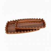 Ensemble de plateaux de rangement en bois à bordure perlée, grain de bois naturel, décoratifs pour table basse, cuisine, bureau, salon, salle à manger
