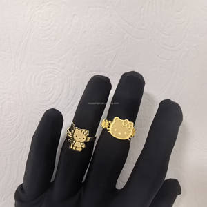 स्टेनलेस स्टील अनुकूलित कार्टून पात्रों प्यारा बिल्ली की अंगूठी सरल और ठंडा शैली 14k 18k 18k सोने की प्लेटेड वर्ण रिंग - Product Image 6