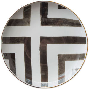 <span class=keywords><strong>Vaisselle</strong></span> <span class=keywords><strong>de</strong></span> mariage <span class=keywords><strong>de</strong></span> luxe en porcelaine fine ensemble d'assiettes noires Crossroads Lines avec bordure dorée gravée pour événements et restauration - Product Image 3