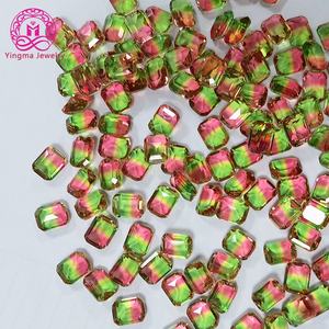 合成 ウォーターメロン トルマリン エメラルドカット ガラスストーン バイカラー ウォーターメロン トルマリン - Product Image 1