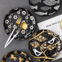 Assiettes à pizza en céramique émaillée pour restaurants, assiettes plates japonaises pour steak