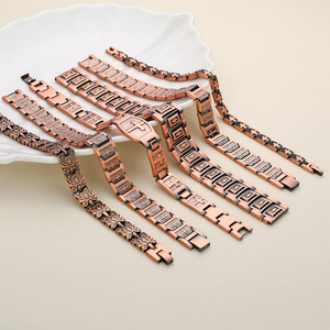 All'ingrosso braccialetti a catena di moda 99.99% puro rame braccialetti per artrite magnetica personalizzare braccialetti con disegno croce - Product Image 3