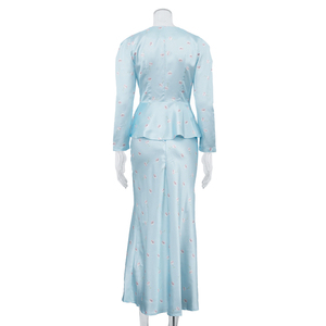 Completo da <span class=keywords><strong>Donna</strong></span> Primavera Estate 2026: Top Floreale in <span class=keywords><strong>Raso</strong></span> e Gonna Lunga - Abbigliamento Elegante Due Pezzi - Product Image 6