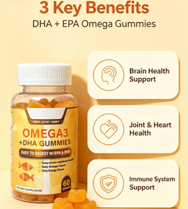 Private Label 60 Gummies <strong>Omega3</strong> + DHA EPA Gummies Orange Flavor Brain Heart Joint Health Immune Support Gummy - Product Image 2
