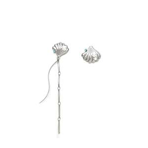 Boucles d'oreilles en perles en acier inoxydable 316L plaqué or PVD, design coquillage durable et résistant avec chaîne pendante - Product Image 1