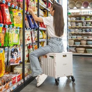 New Design 65L Ladder Wheel Universal Wheel Plastic Folding <strong>Box</strong> <strong>Trolley</strong> Shopping Cart Foldable Supermarket <strong>Trolley</strong> - Product Image 5