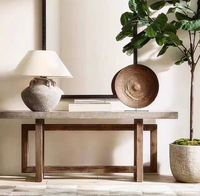 Table console en bois massif de style américain, imitation ciment, miroir, or rose, style wabi-sabi, rétro, vieilli, industriel, minimaliste, entrée