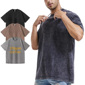 Camisetas de Hombre al por Mayor, Personalizadas con Logotipo, Estilo Vintage, Lavadas con Ácido, Tejidas, Ecológicas, Hip Hop, 230g, 100% Algodón, Talla Grande - Product Image 1