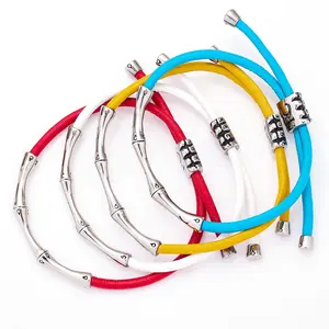 Thép Không Gỉ Bạc Màu Mạ Đồ Trang Sức Tre Có Thể Điều Chỉnh Vòng Đeo Tay Cuff Bangle Cho Phụ Nữ Cô Gái