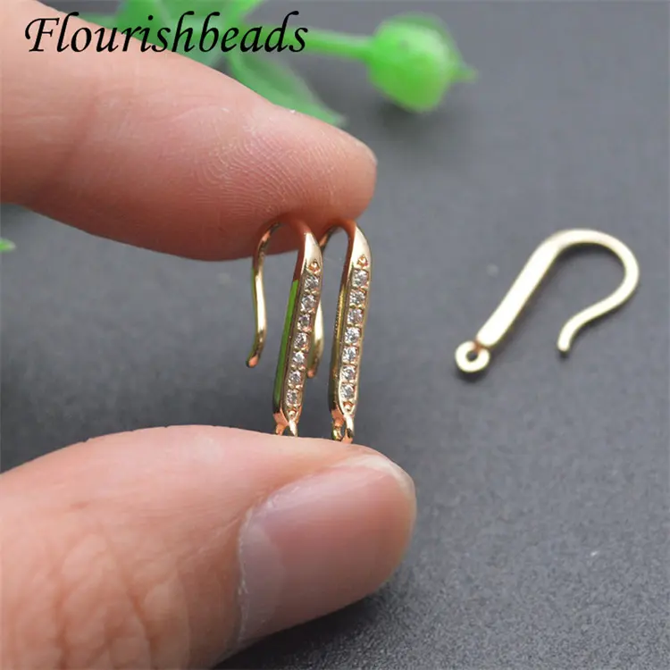 Wholesale Anti Rust Nickel Free Gold Plated Cubic Zircon Earring Wire for Jewelry Accessories Making
