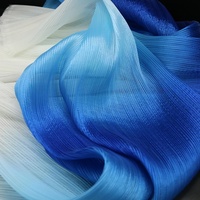 Kain Organza Lipit Mengkilap Grosir, Kain Kerut yang Dapat Dibentuk, Kain Cetak, Kain Organza Gradasi untuk Kain Desainer