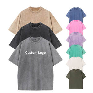 Camiseta Vintage Lavada al Ácido de Alta Calidad al por Mayor, con Logotipo Personalizado, para Hombre, Talla Grande, 100% Algodón, Unisex - Product Image 3