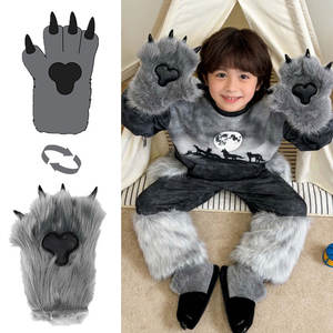 Patas de lobo peludas más vendidas con diseño de almohadilla en forma de corazón, accesorios de disfraz de animal de felpa suave para cosplay y Halloween, cálidos. - Product Image 1